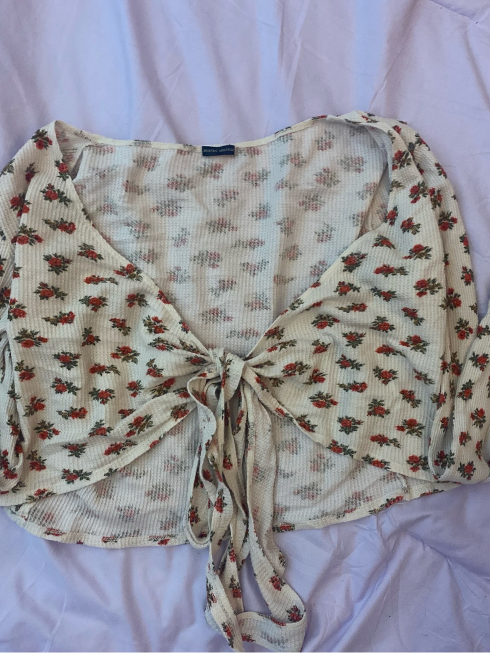 Brandy Melville Wrap Top with Red Floral Print